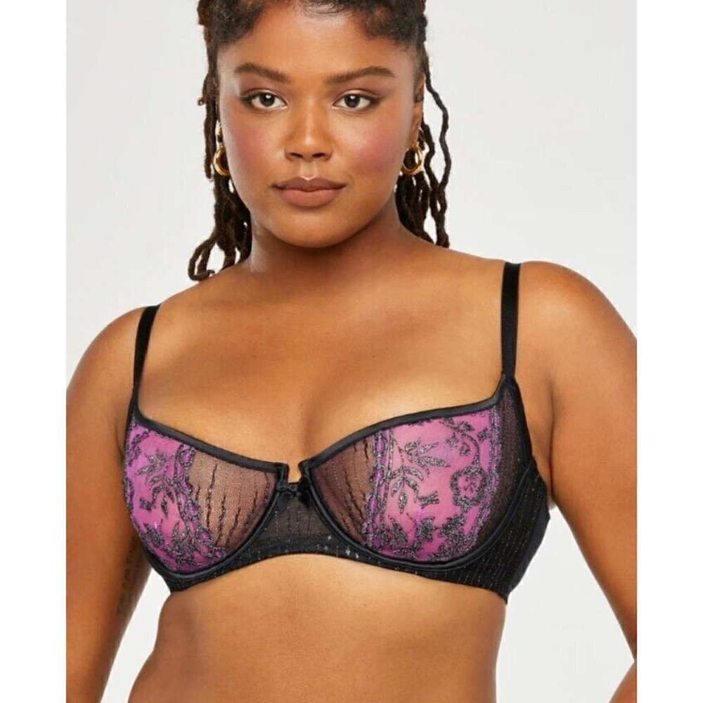 New Savage x Fenty Gilded Chains Balconette Bra Womens 36DD Embroidered Mesh